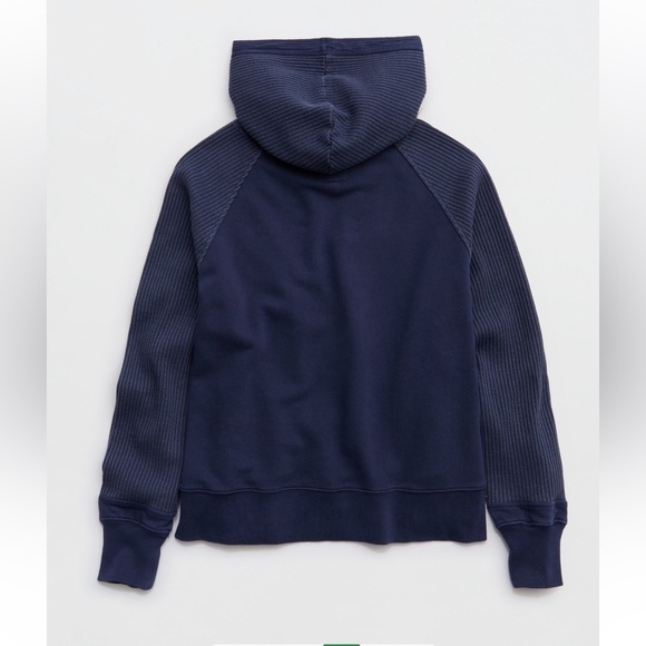 Aerie Na y Blue Essentials Waffle Hoodie Size Large NWT - Picture 5 of 6
